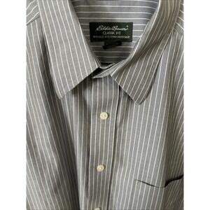 Eddie Bauer Men's L-Tall Classic Fit Striped Long Sleeve Shirt CA00665‎ WPL9647